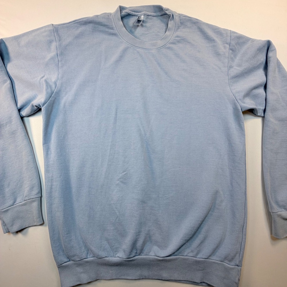 American Apparel French Terry Crewneck Sweatshirt Light Blue Pullover Mens M